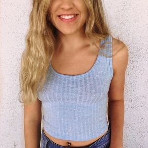 Blue ribbed tank top